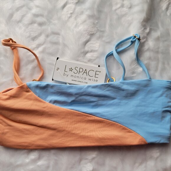 l*space Other - L*Space Bikini Top Women's XS Swim Orange Blue Ari Color Block Swimwear NWT